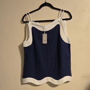 Aureum Navy/White Wavy Hem Top